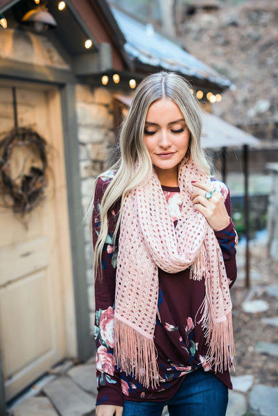 Wine Floral Knotted Top