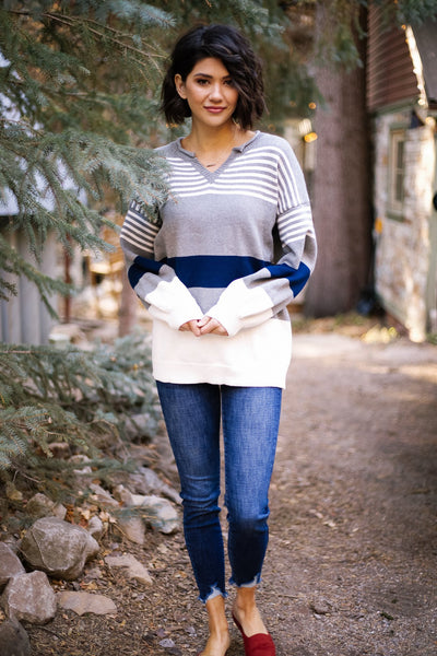 Winter Blues Striped Sweater