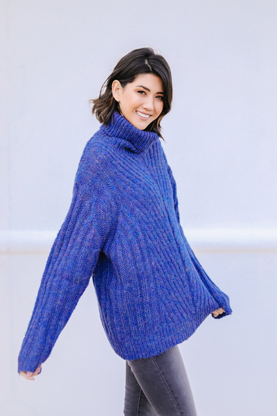 Wintertime Blues Cowl Neck Sweater