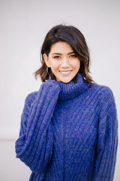 Wintertime Blues Cowl Neck Sweater