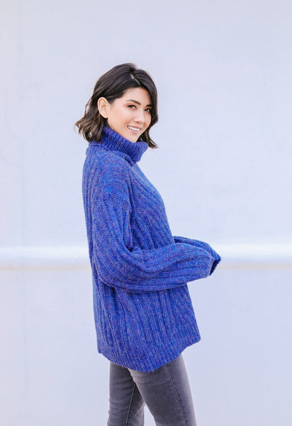 Wintertime Blues Cowl Neck Sweater