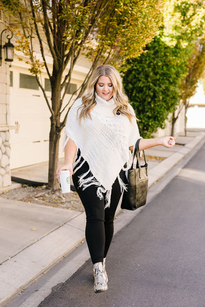 Working Overtime Sweater Poncho In Ivory