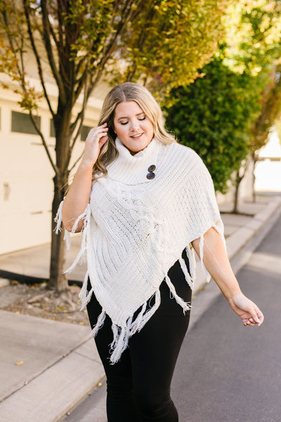 Working Overtime Sweater Poncho In Ivory