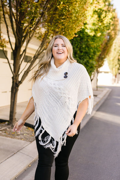 Working Overtime Sweater Poncho In Ivory