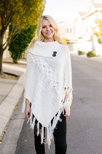 Working Overtime Sweater Poncho In Ivory