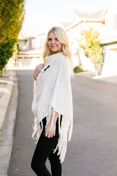 Working Overtime Sweater Poncho In Ivory