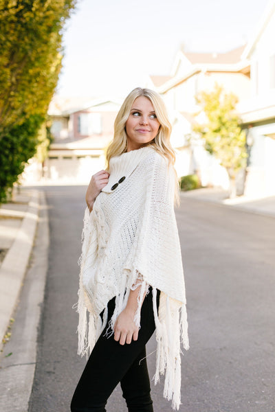 Working Overtime Sweater Poncho In Ivory