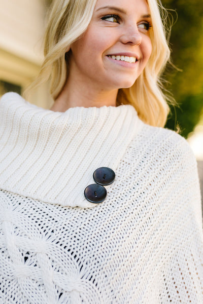 Working Overtime Sweater Poncho In Ivory