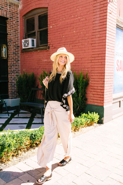 Wrap Fall Up Tie Front Pants In Sand